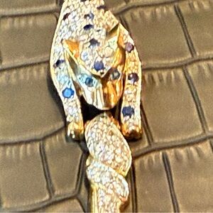 Gold Panther Bracelet with Blue sapphires